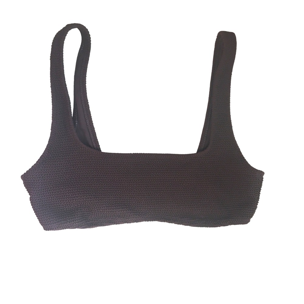PacSun Eco Textured Crinkle Scoop Neck Bikini Top‎ S Brown